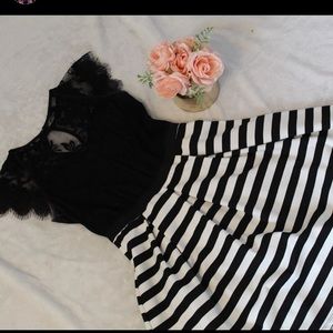 Lace and striped dress